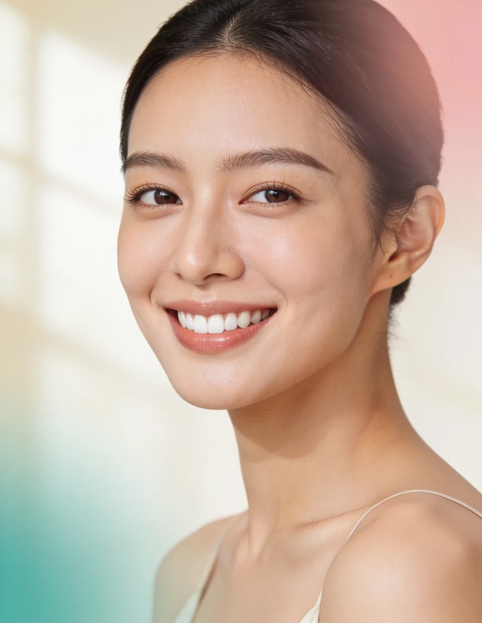 Patiente au sourire serein et naturel